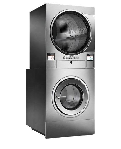 Image of the institutional laundry equipment machine, the SpeedQueen Stacked Washer-Extractor / Tumble Dryer